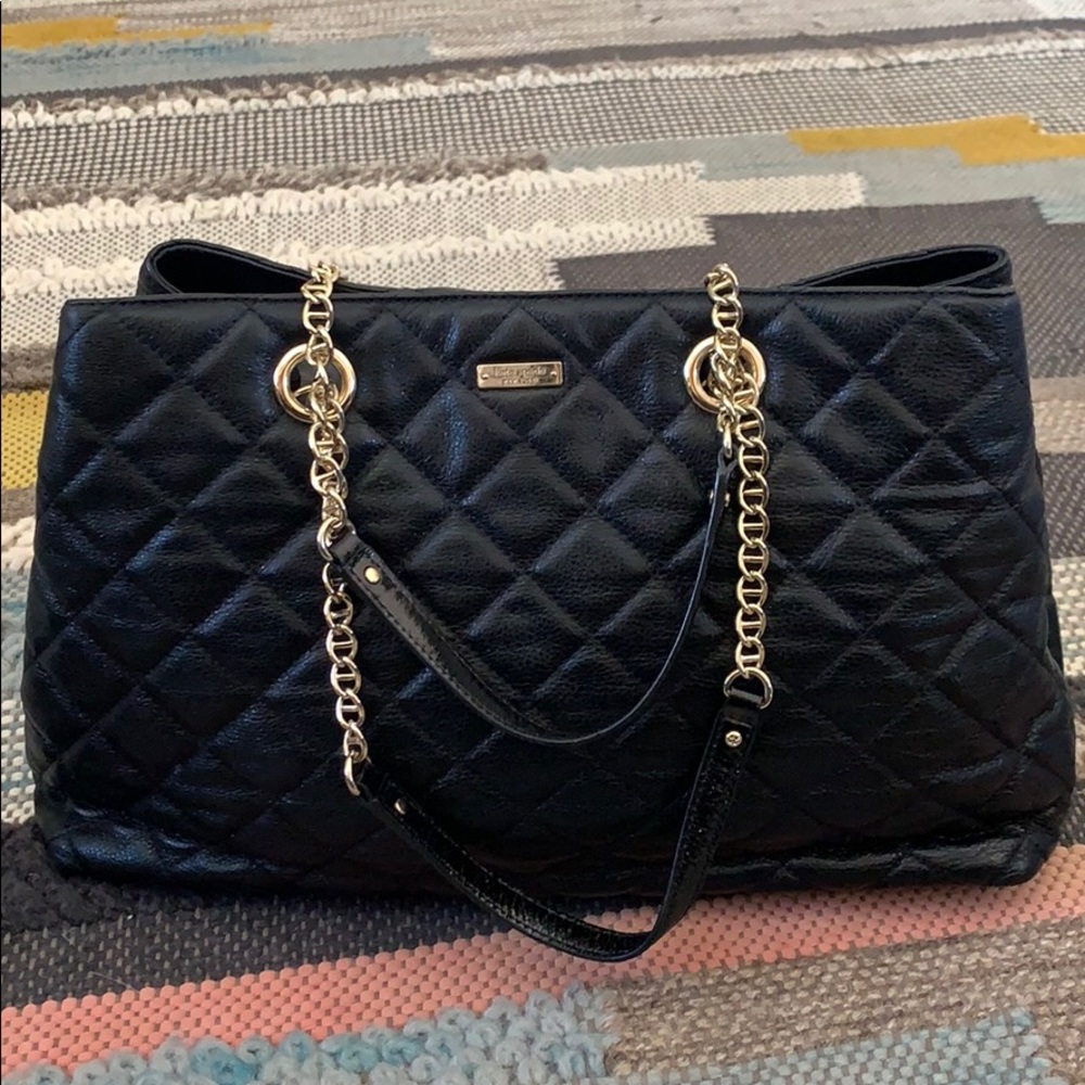 Black leather quilted purse